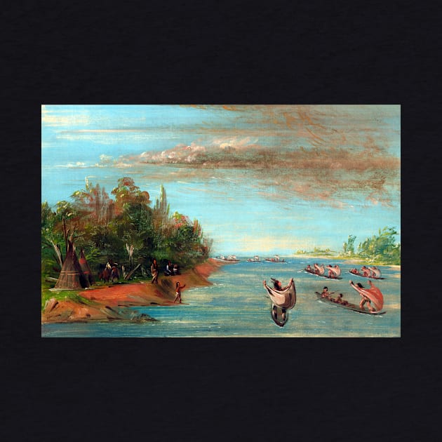 George Catlin Sac and Fox Sailing in Canoes by pdpress